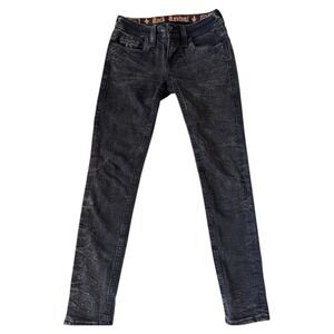 Rock Revival Anais Skinny Denim Jeans Embroidered Women's Size 26 Black